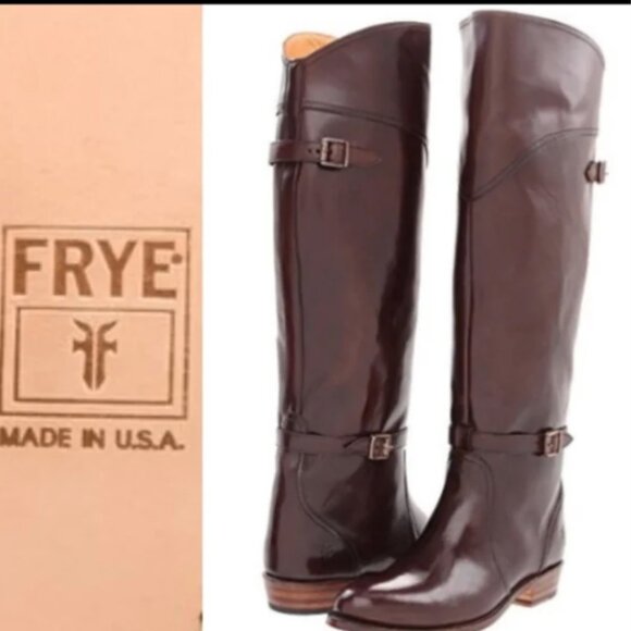 Frye Dorado Brown Leather Riding Boots 8M - Picture 1 of 10